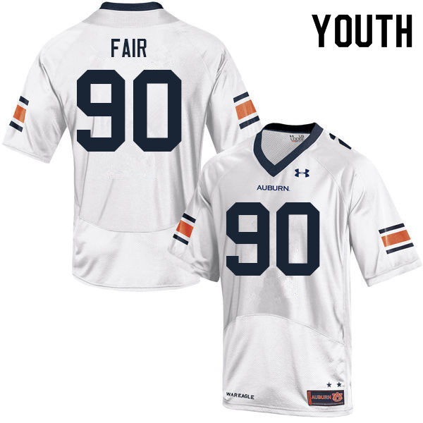 Auburn Tigers Youth Tony Fair #90 White Under Armour Stitched College 2021 NCAA Authentic Football Jersey VLX6274VY